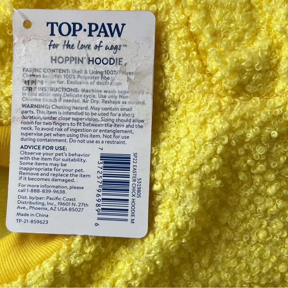 🌟NWT🌟 Top Paw Hoppin’ Easter Chick Pet Hoodie - Size Medium